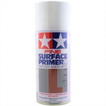 PRIMER SPRAY FINO BRANCO 180ML PARA PLASTIMODELISMO TAMIYA FINE SURFACE PRIMER WHITE TAM 87044